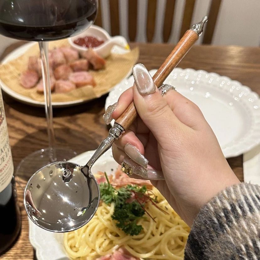 Rosewood Handle Round Serving Spoon