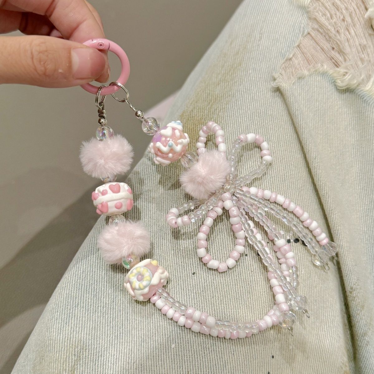 Beaded Phone Lanyard With Bow