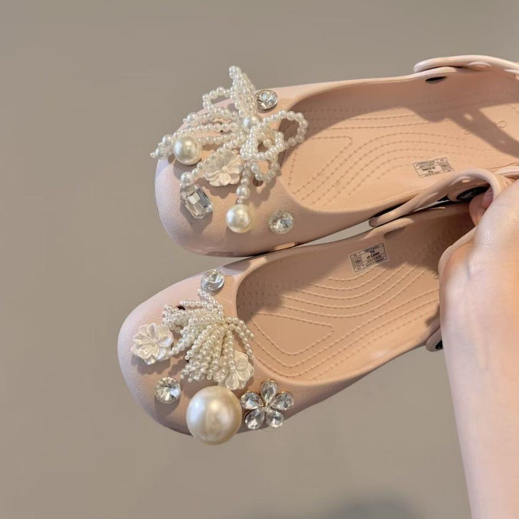 Pearl Bow Shoe Charms