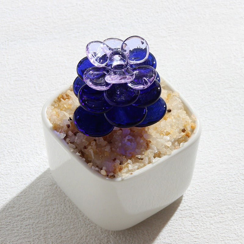 Glazed Cactus Glass Desk Ornament