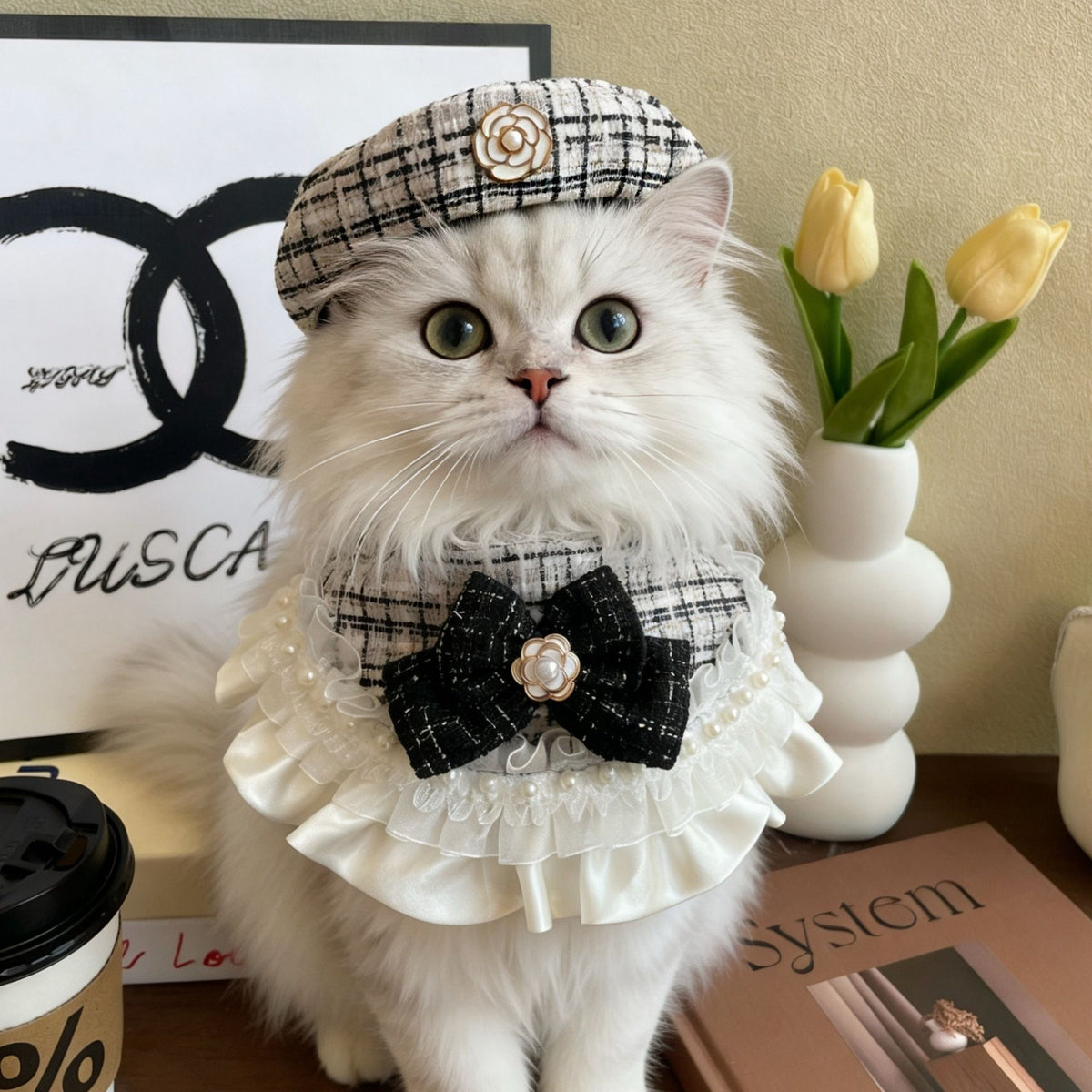 Camellia Bow Bib and Beret