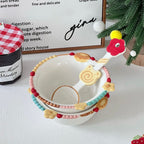 Retro Beaded Ceramic Dessert Bowl - Modomu