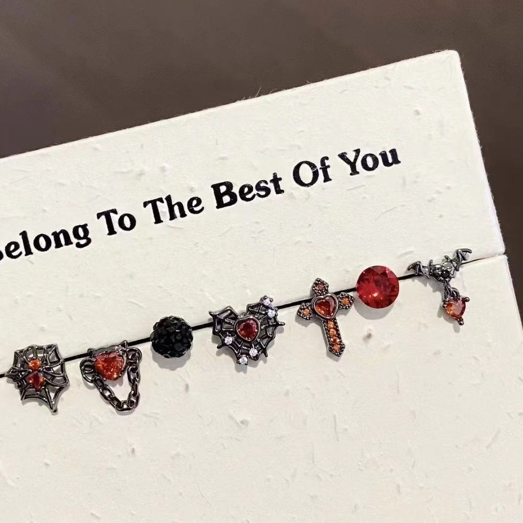 Gothic Cross Spider Earrings