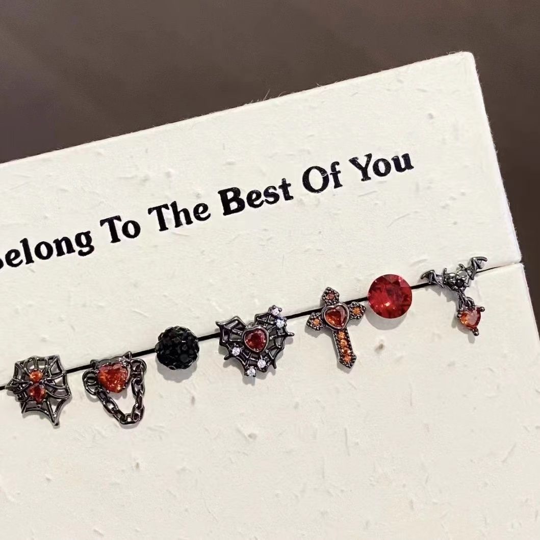 Gothic Cross Spider Earrings