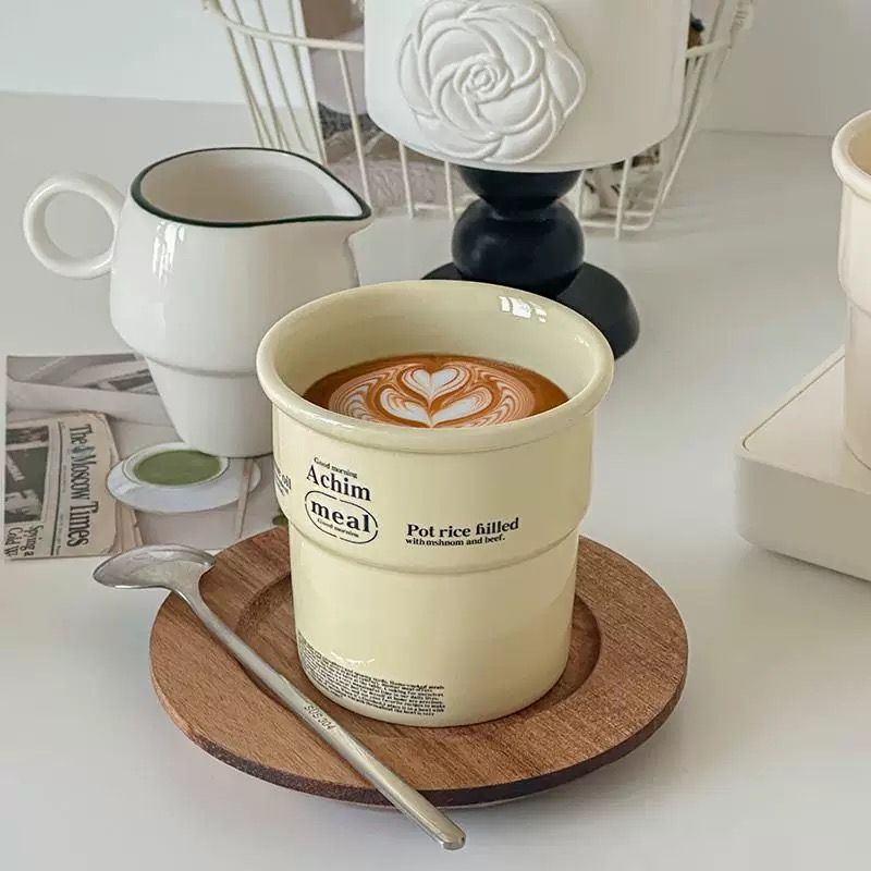 Label Print Handleless Ceramic Cup