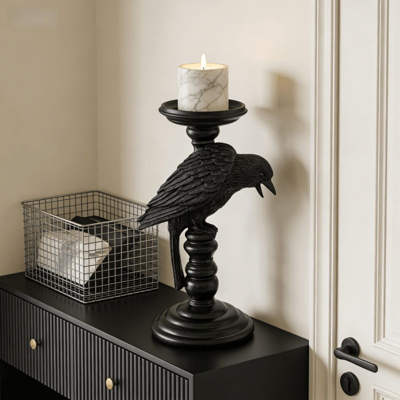 Perched Crow Candlestick