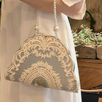 French Lace Pearl Evening Bag