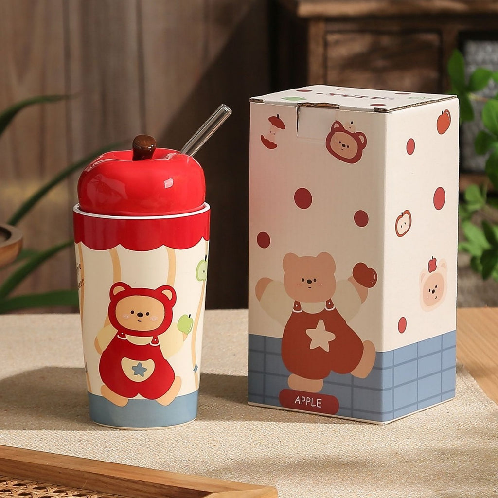 Ceramic Mug With Lid Straw