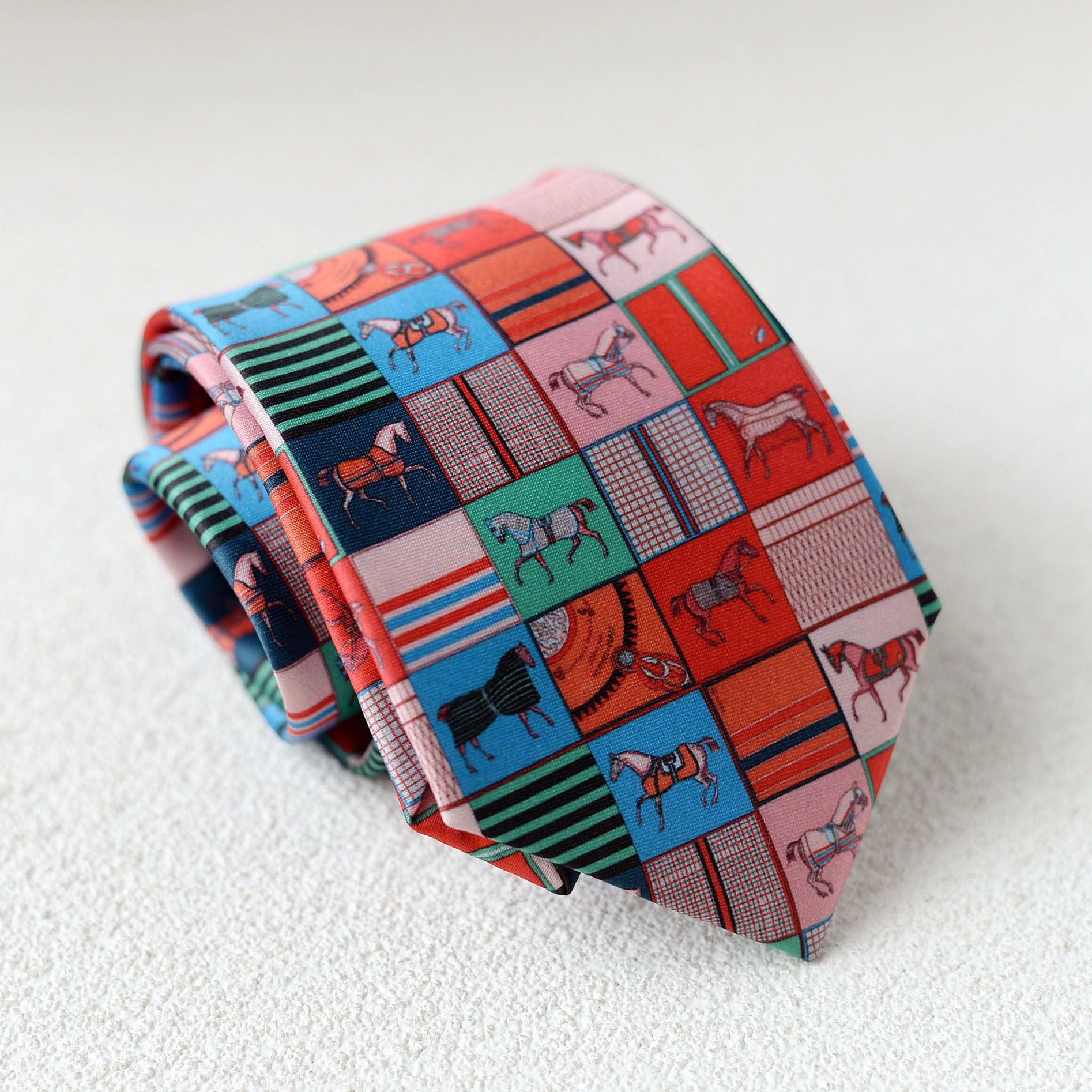 Hand Printed Retro Pattern Tie - Modomu