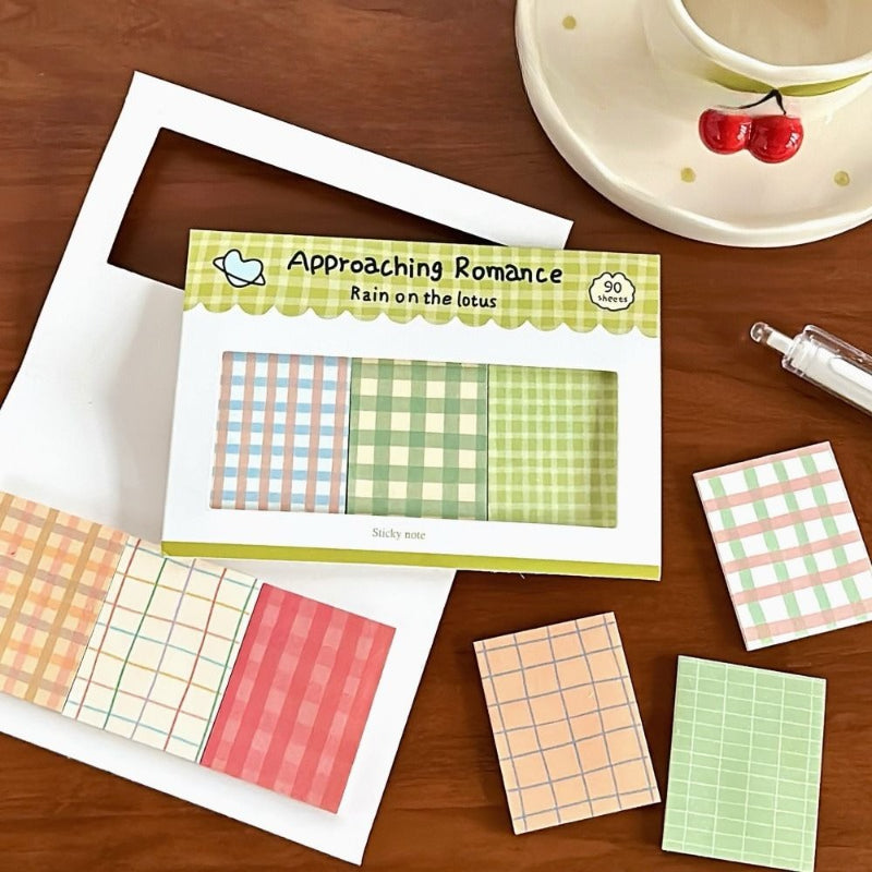 Plaid Sticky Notes Minimal Desk - Modomu