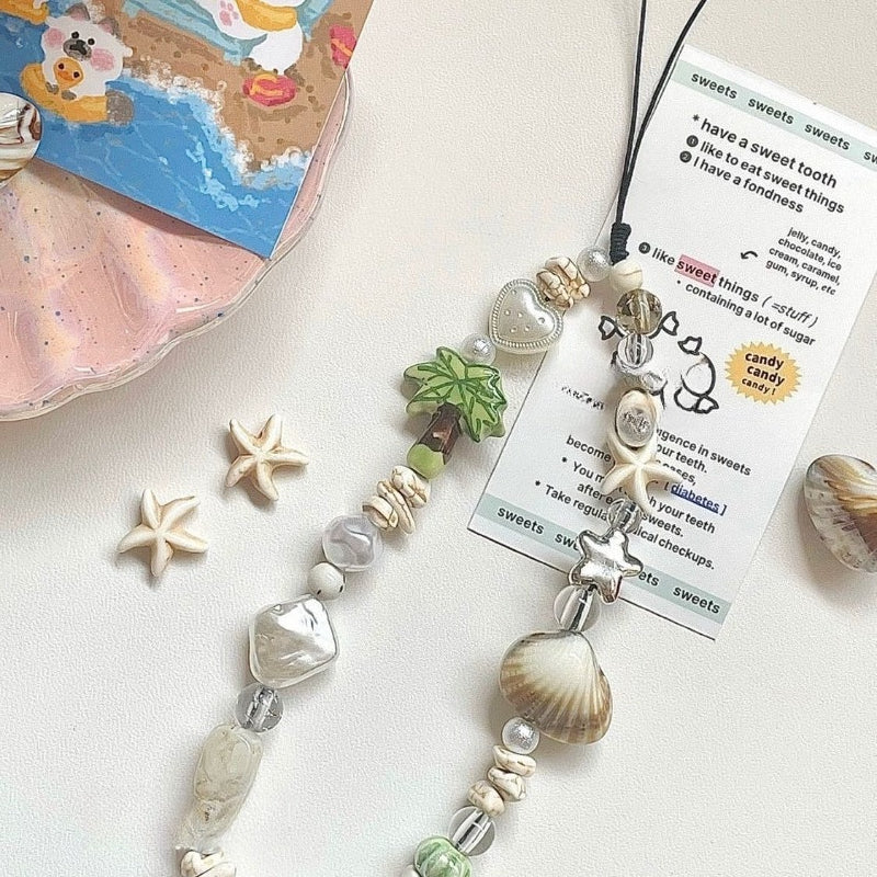 Shell Beaded Phone Wrist Lanyard