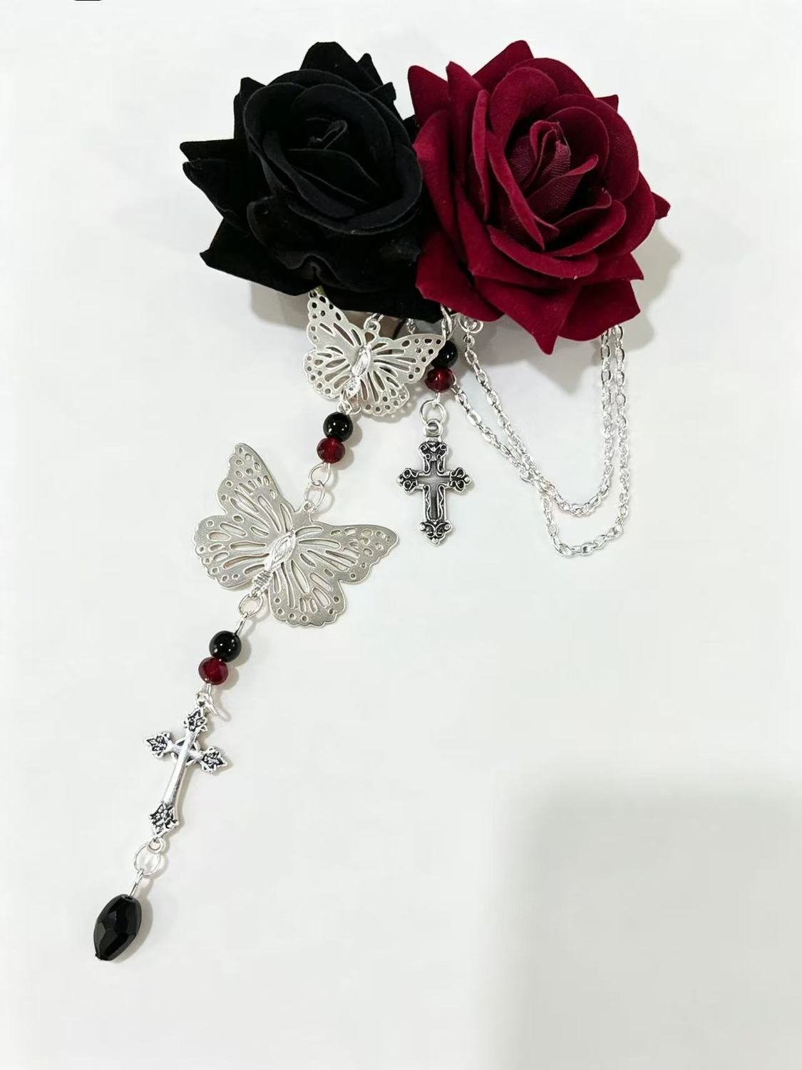 Twin Rose Cross Clip