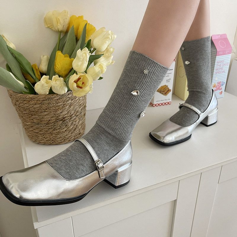 Rhinestone Embellished Fashion Socks - Modomu