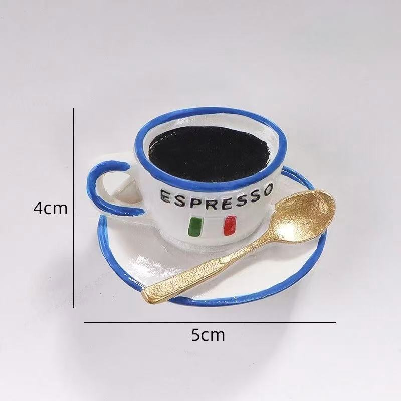 Espresso cup and saucer resin fridge magnet, 5 x 4 cm