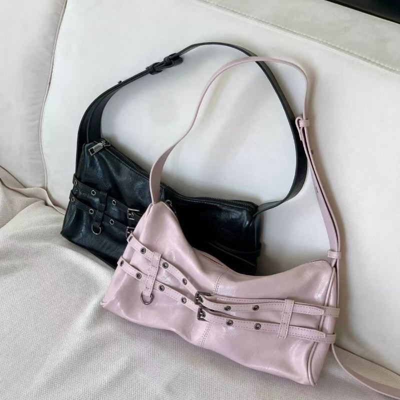 Buckle Moto Baguette Bag