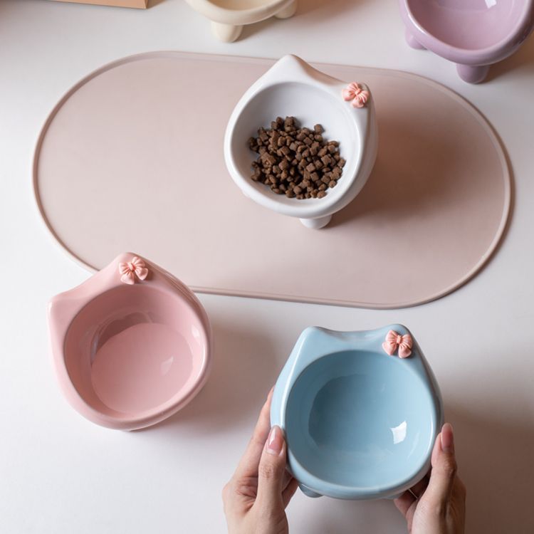 Ceramic Cat Elevated Pet Bowl