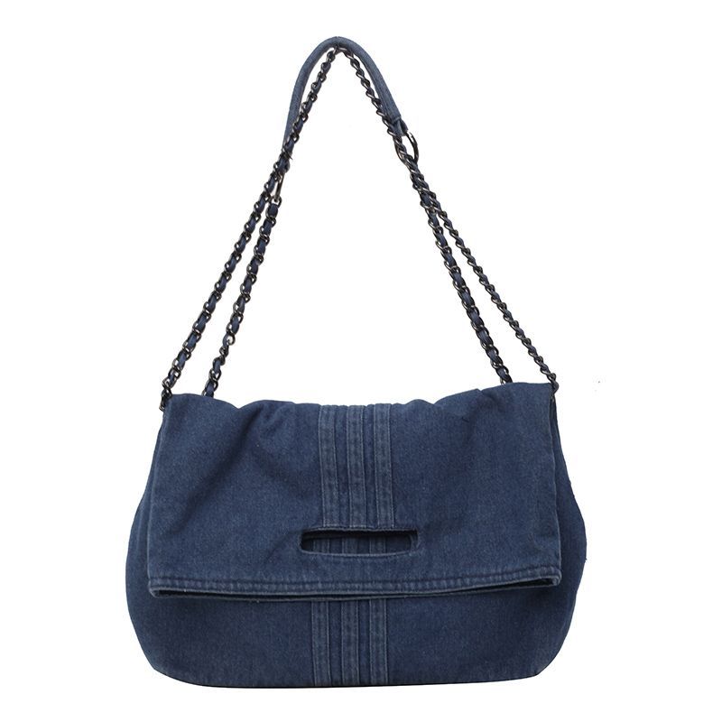 Slouchy Denim Chain Shoulder Bag