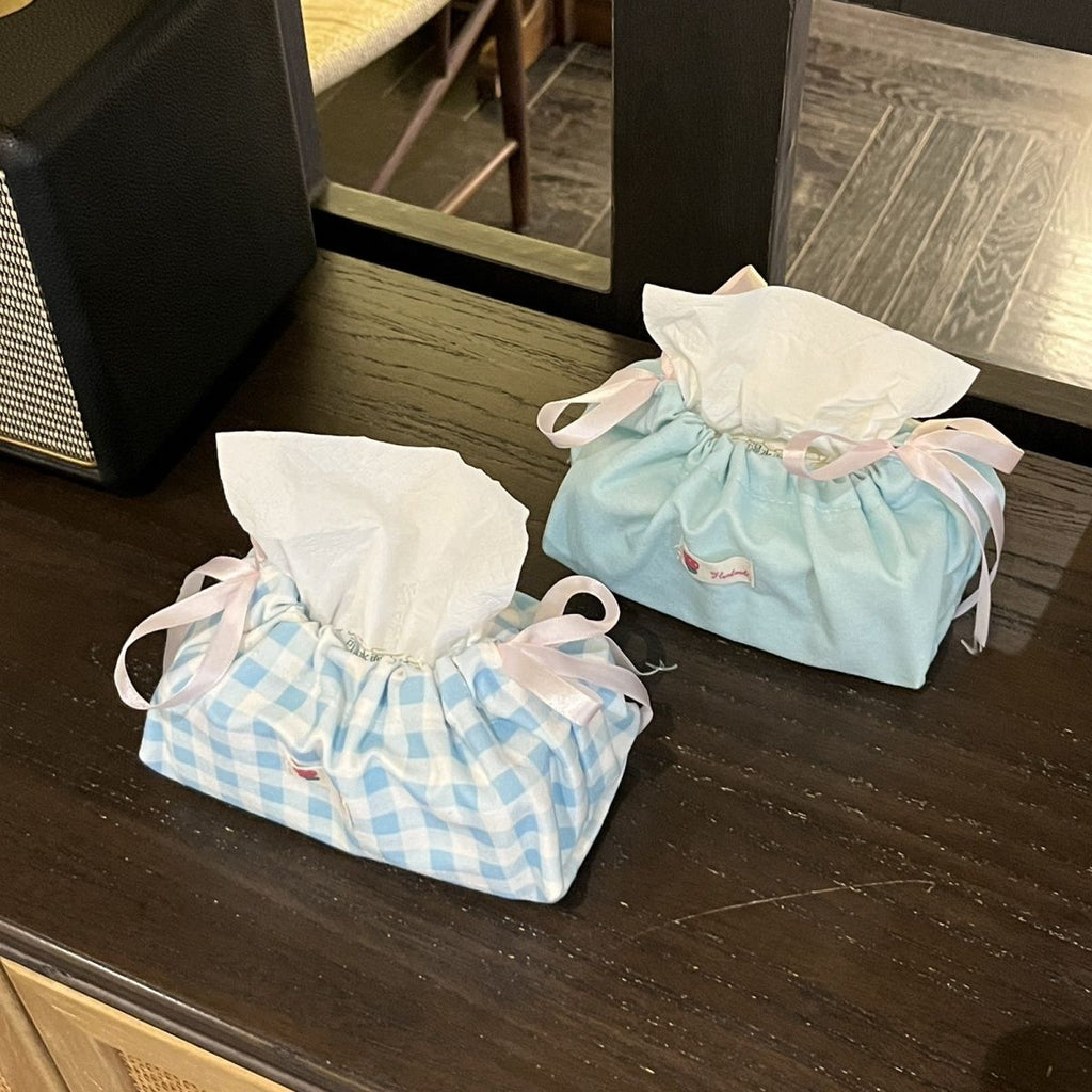 Plaid Desktop Tissue Storage Bag