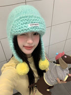 Pom-Pom Knit Trapper Hat