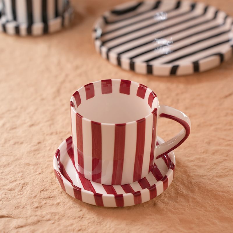 Hand-Painted Striped Ceramic Mug