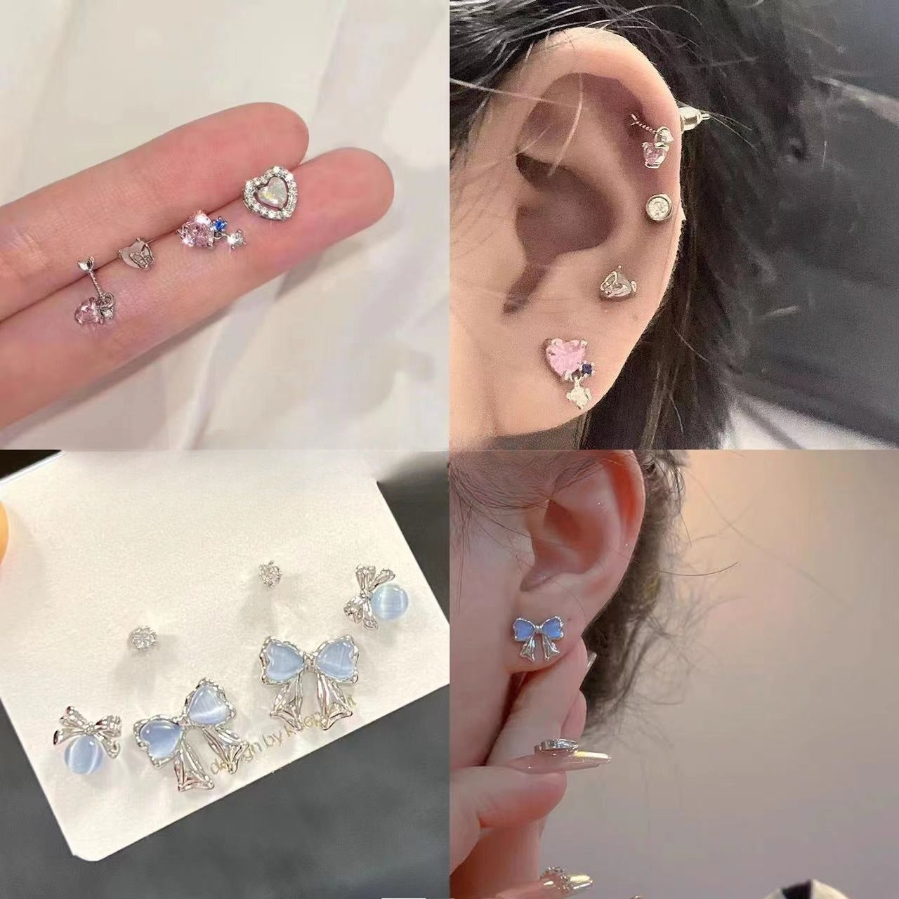 Minimal Heart Stud Earrings Set - Modomu