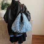 Frayed Star Denim Slouch Bag