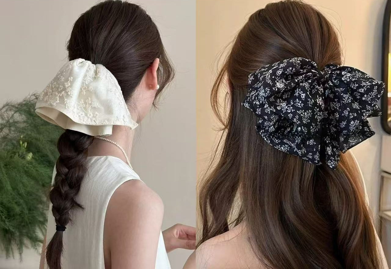 Embroidered Lace Ponytail Clip