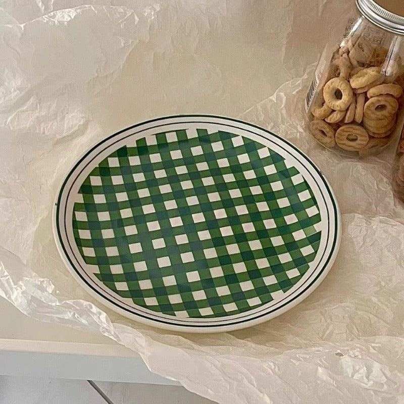 Gingham Check Ceramic Plate