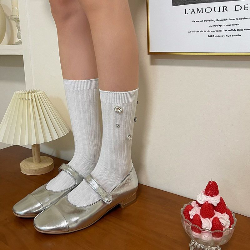 Rhinestone Embellished Fashion Socks - Modomu