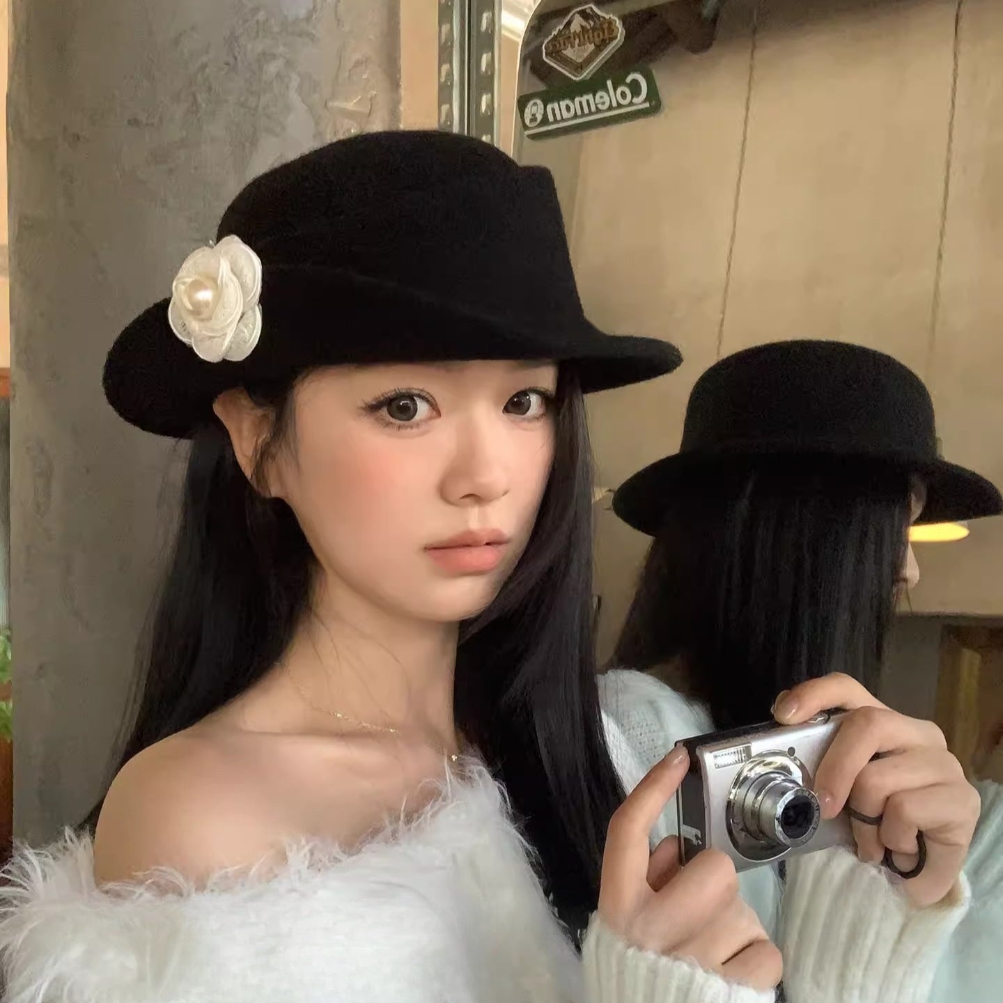 Pearl Flower Wide Brim Hat - Modomu