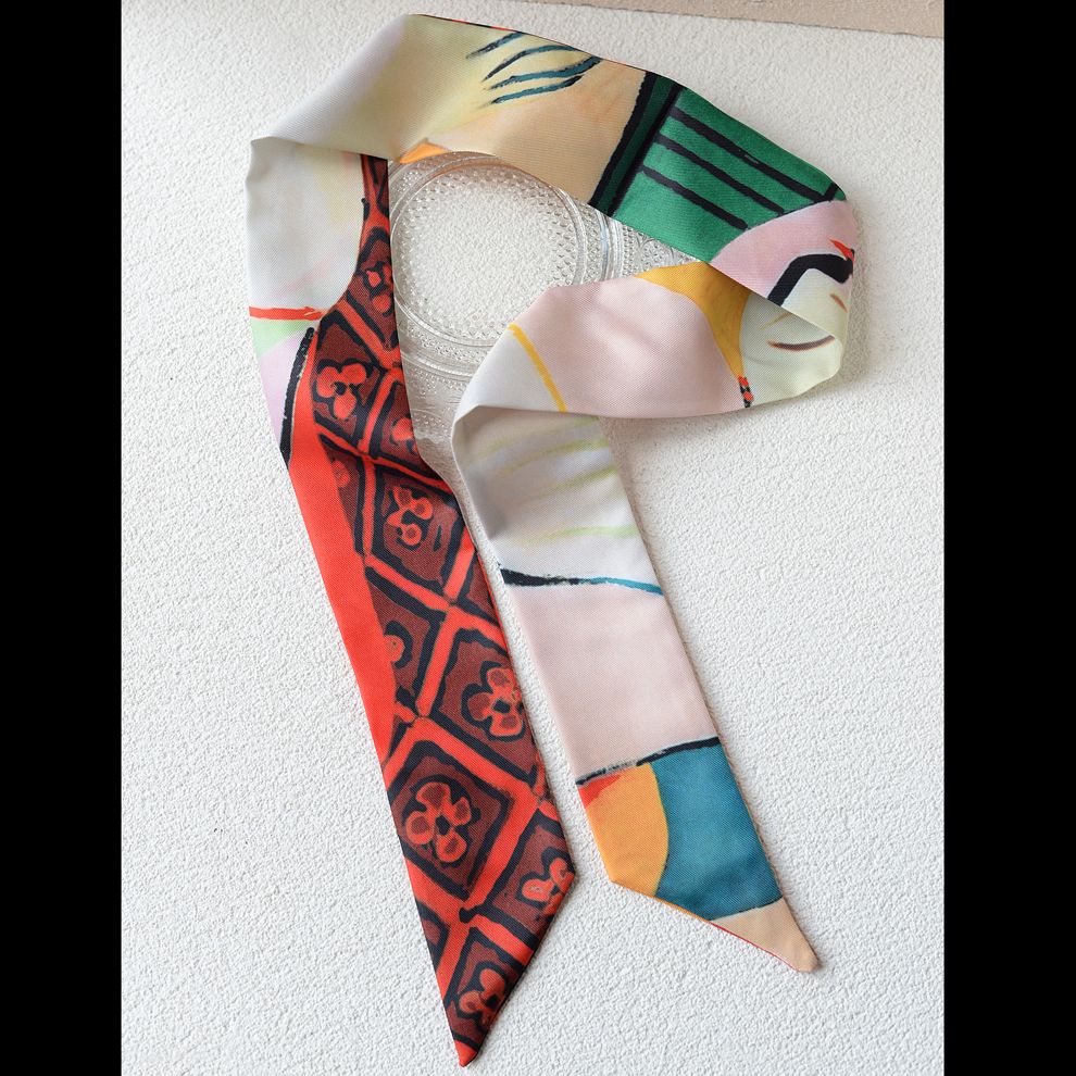 Art Print Narrow Silk Tie