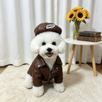 Faux Leather Pet Beret Hat