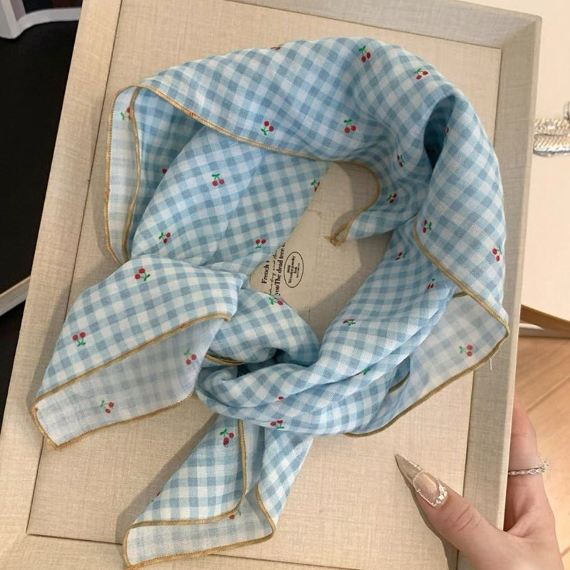 Cotton Linen Floral Square Scarf - Modomu
