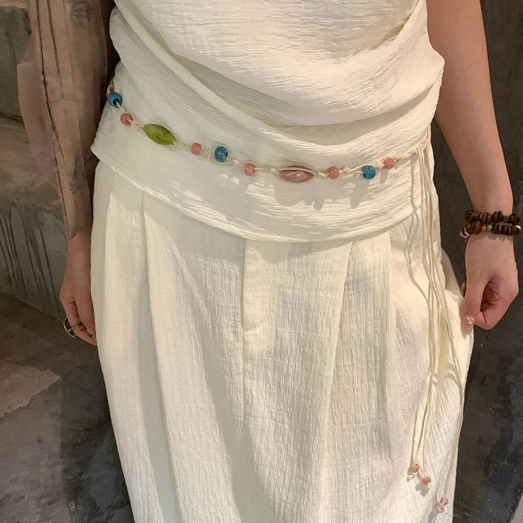 Beaded Tassel Tie Belt