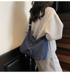 Corset Bow Denim Shoulder Bag