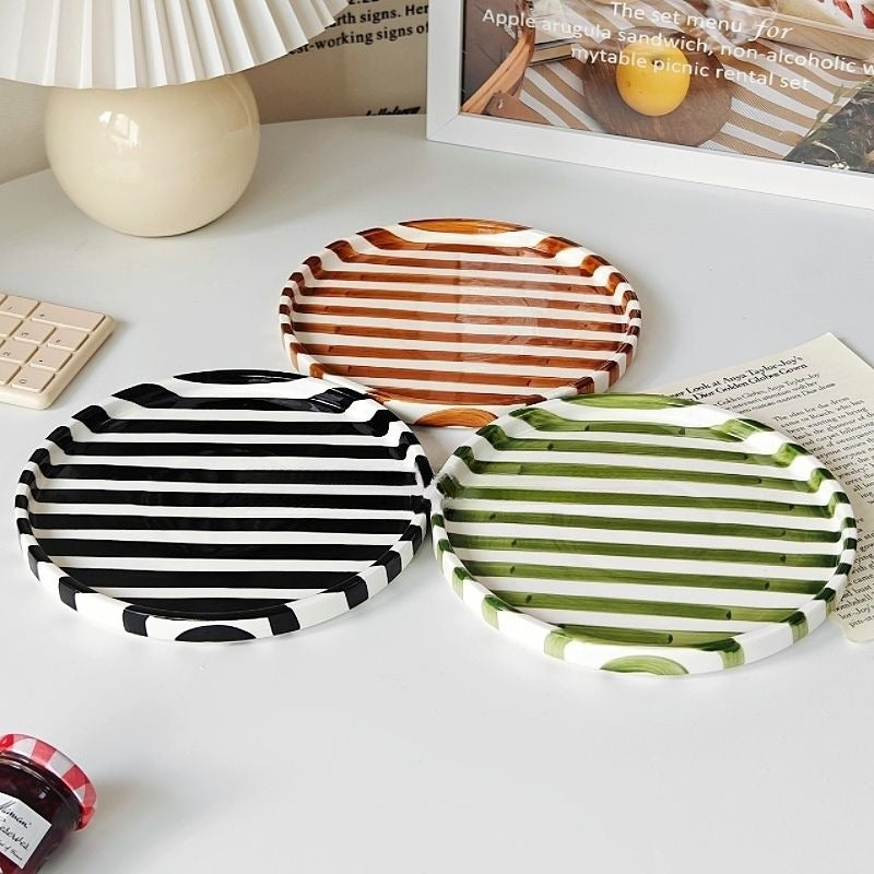 Hand-Painted Striped Dinner Plate