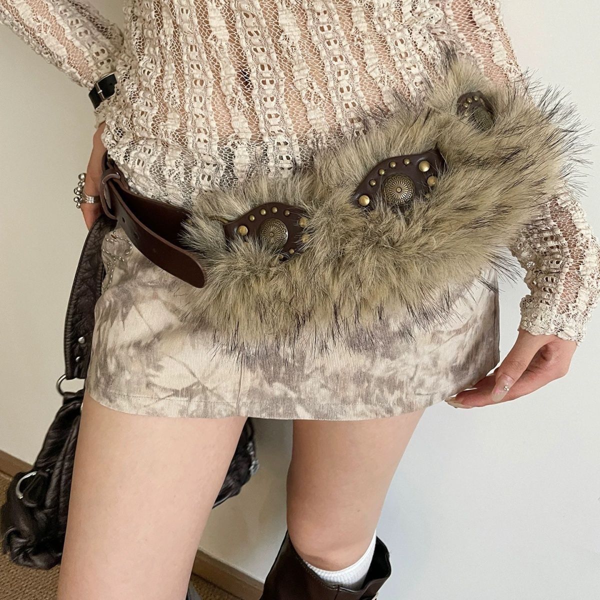 Punk Rivet Plush Belt