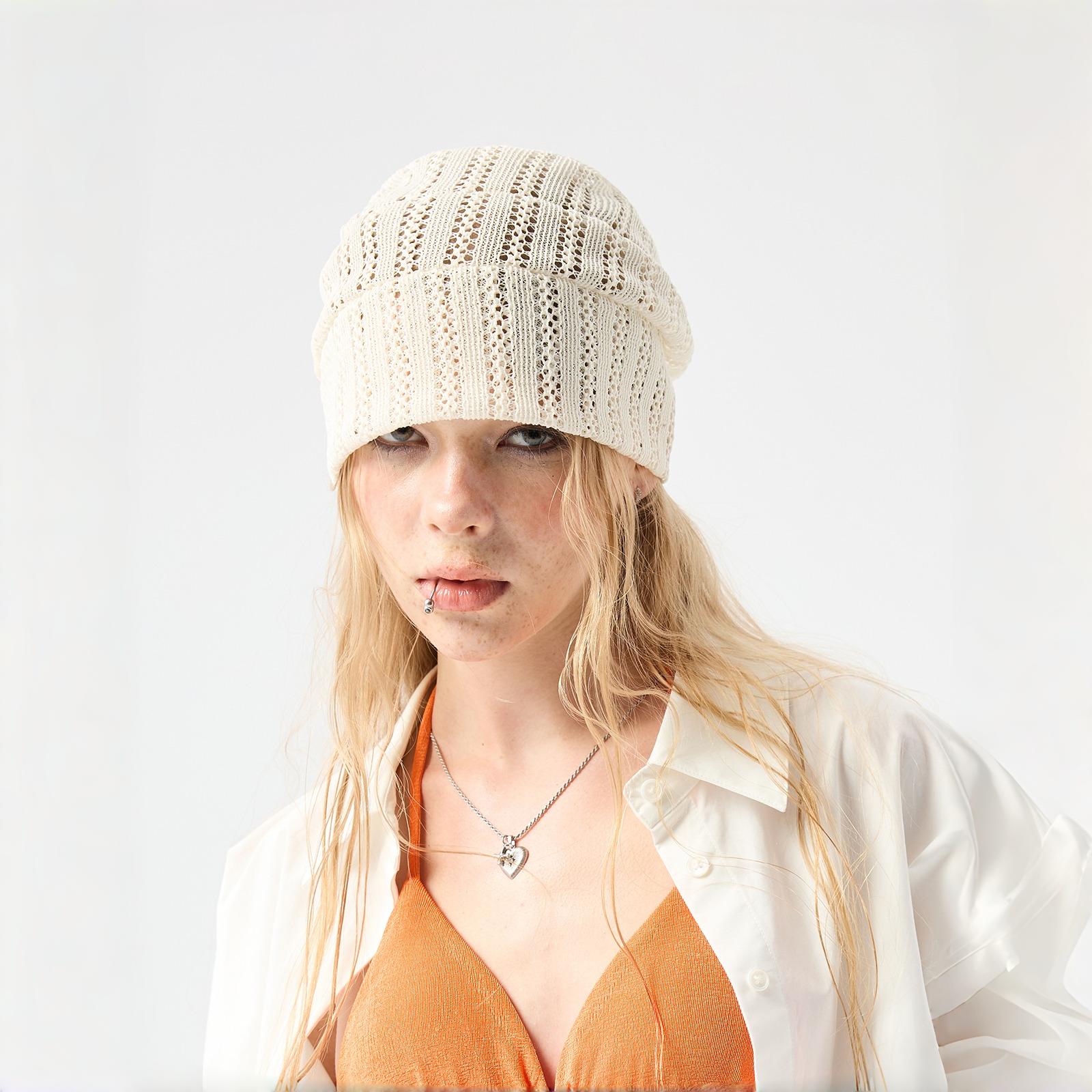 Knit Hollow Beanie Hat - Modomu