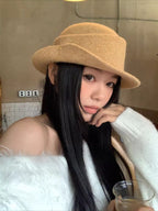 Retro Knit Wide Brim Hat