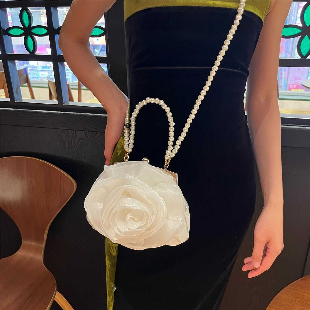 White Pearl Camellia Bag