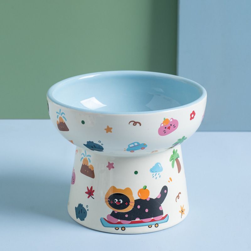 Elevated Ceramic Cat Food Bowl
