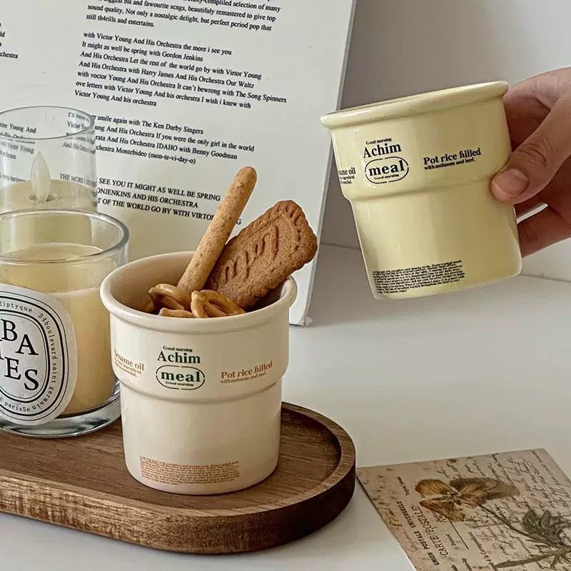 Label Print Handleless Ceramic Cup