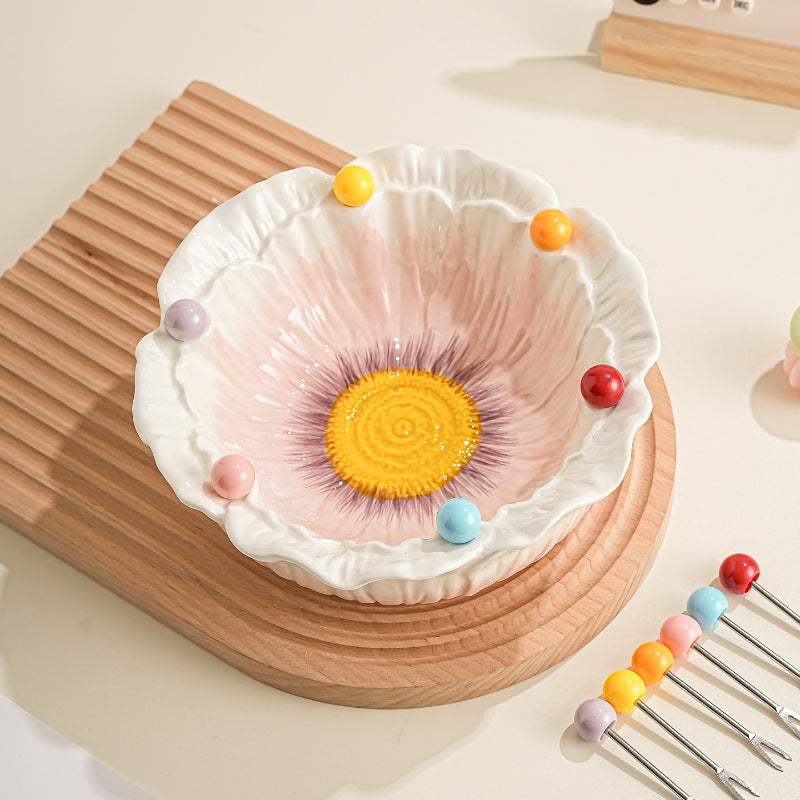 Ceramic Fruit Bowl Fork Set - Modomu