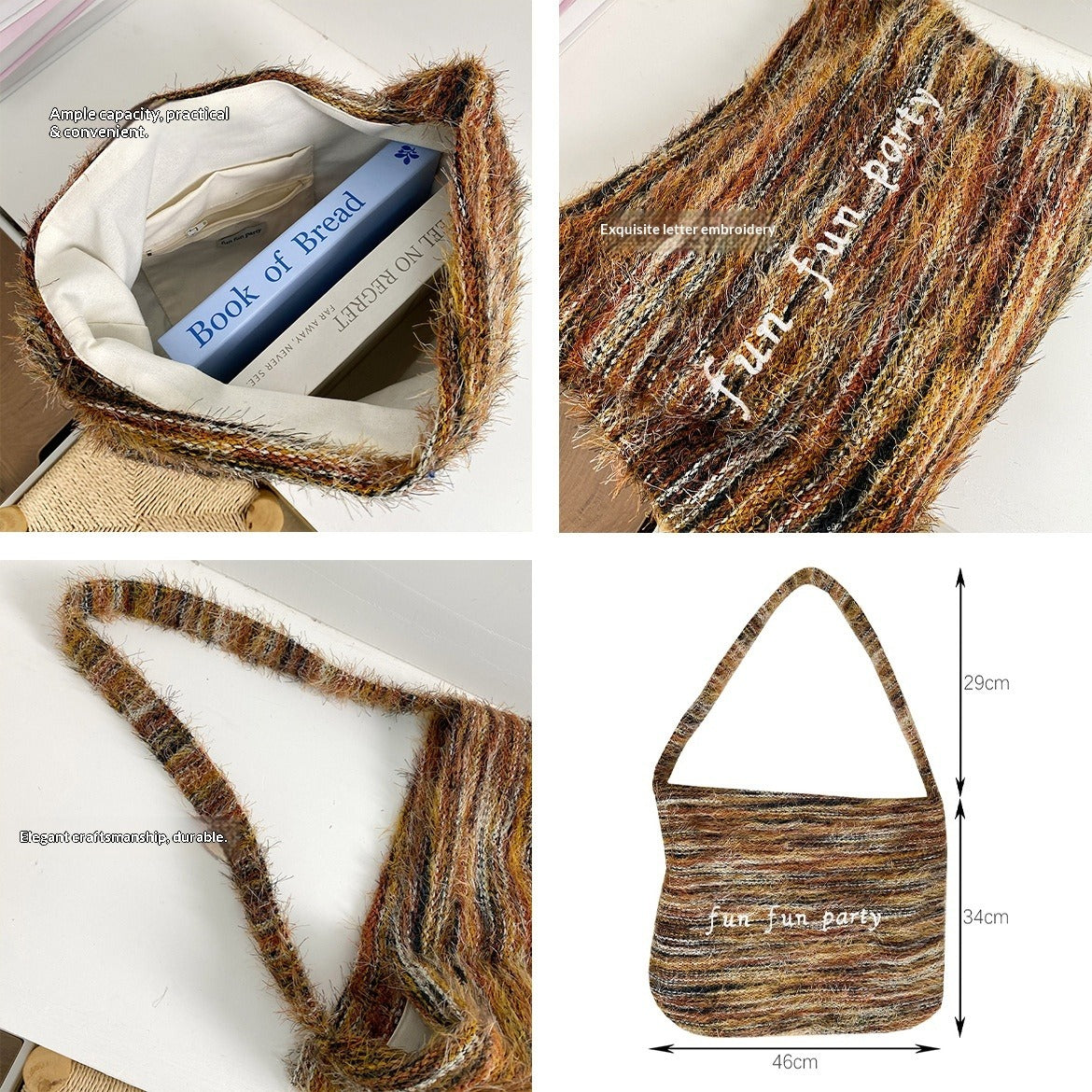 Plush Letter Crossbody Bag