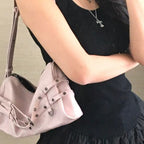 Buckle Moto Baguette Bag