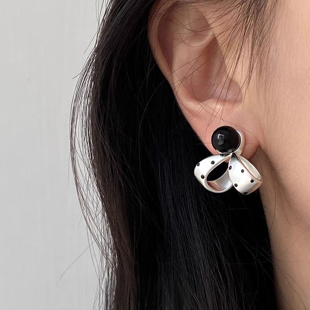 Polka Dot Bow Stud Earrings