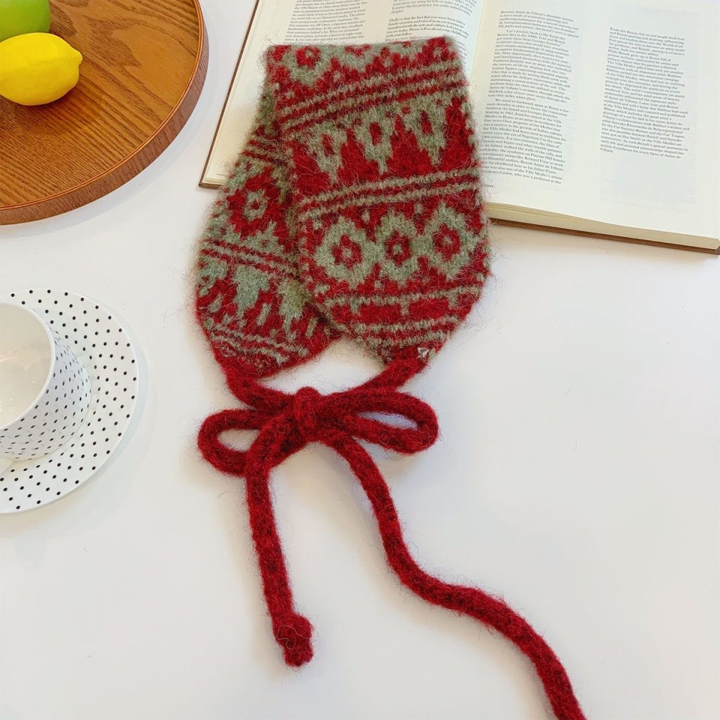 Crochet Knit Lace-Up Scarf - Modomu