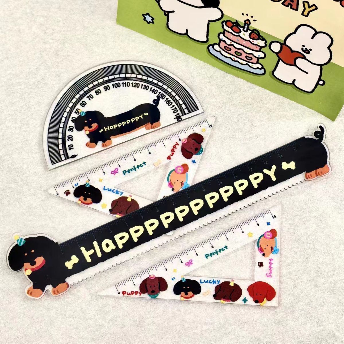 Cartoon Dog Acrylic Ruler Set - Modomu