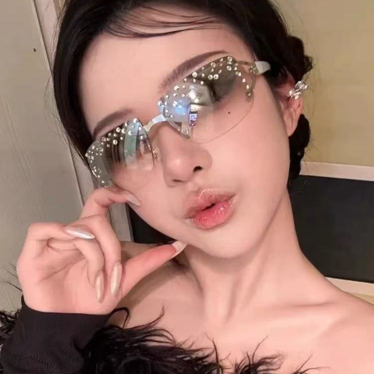 Rimless Crystal Fashion Sunglasses - Modomu