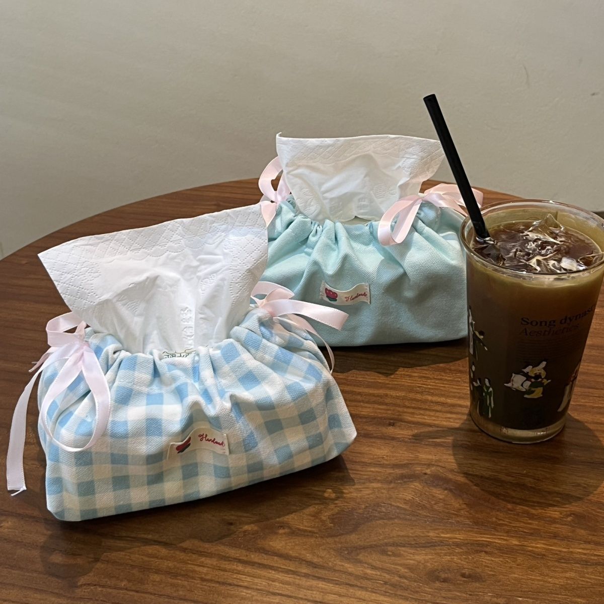 Plaid Desktop Tissue Storage Bag